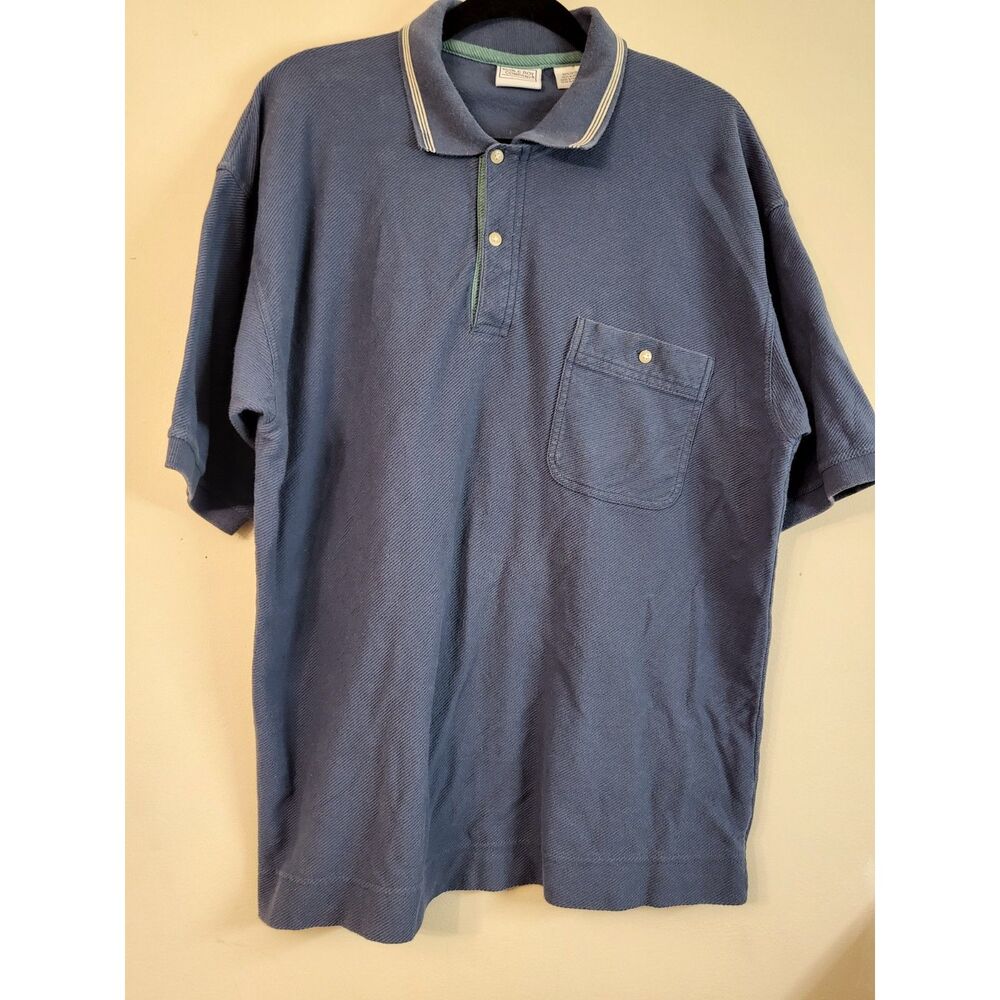 Bugle Boy Company 100% Cotton‎ Blue Pocket Short Sleeve Polo Men Size Large